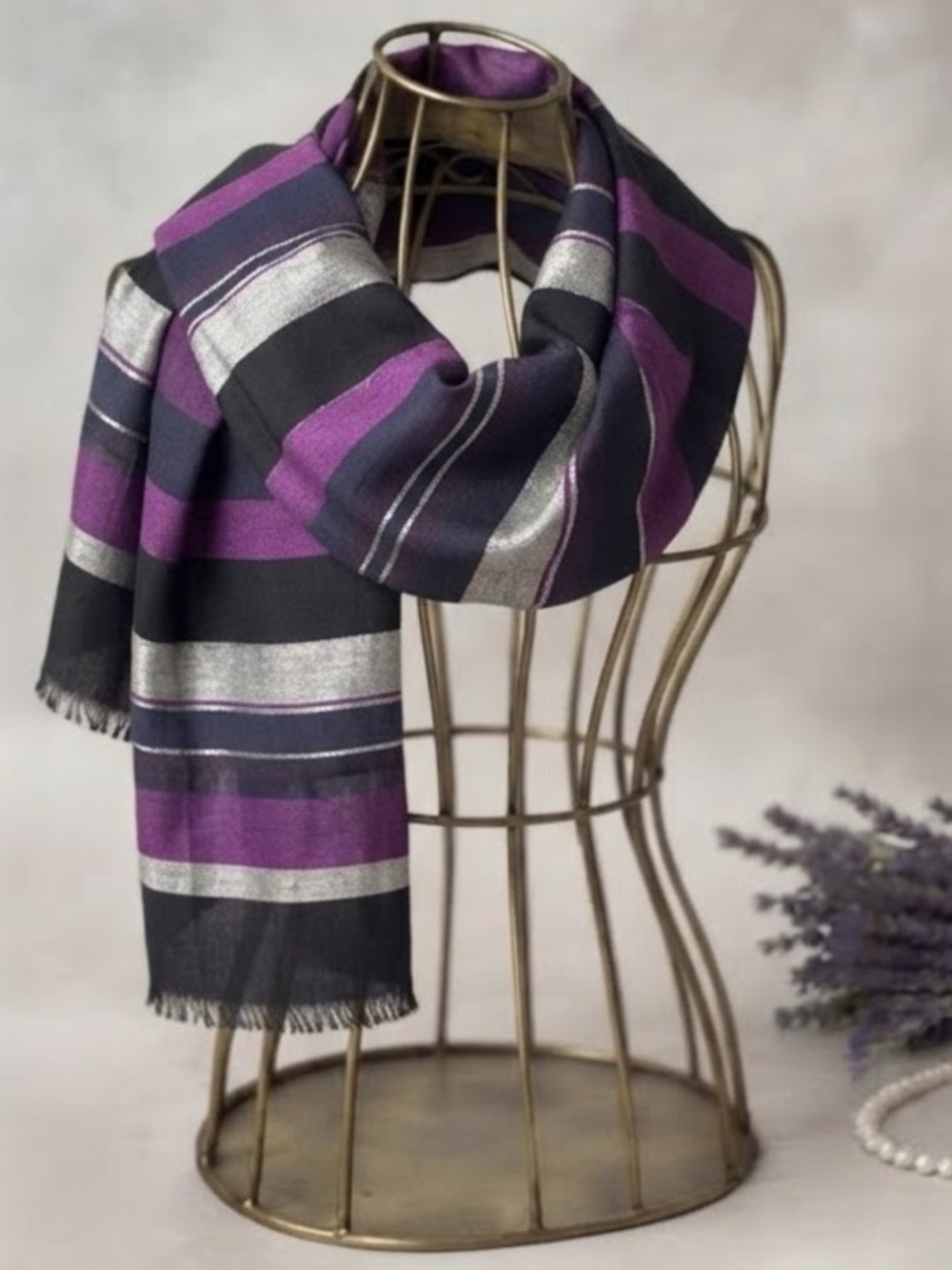 NWT Tommy Hilfiger Striped Metallic Scarf